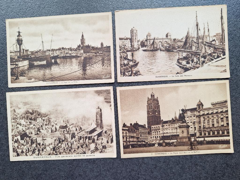 4 CPAS n&b Dunkerque, Enlèvement, Avant 1920, Non affranchie, France