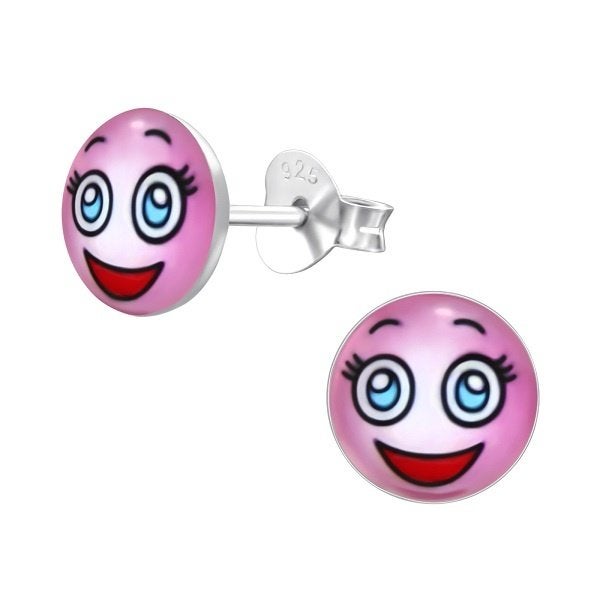 Smiley surprised face oorstekers 925 sterling zilver - OP=OP, Handtassen en Accessoires, Oorbellen, Nieuw, Ophalen of Verzenden