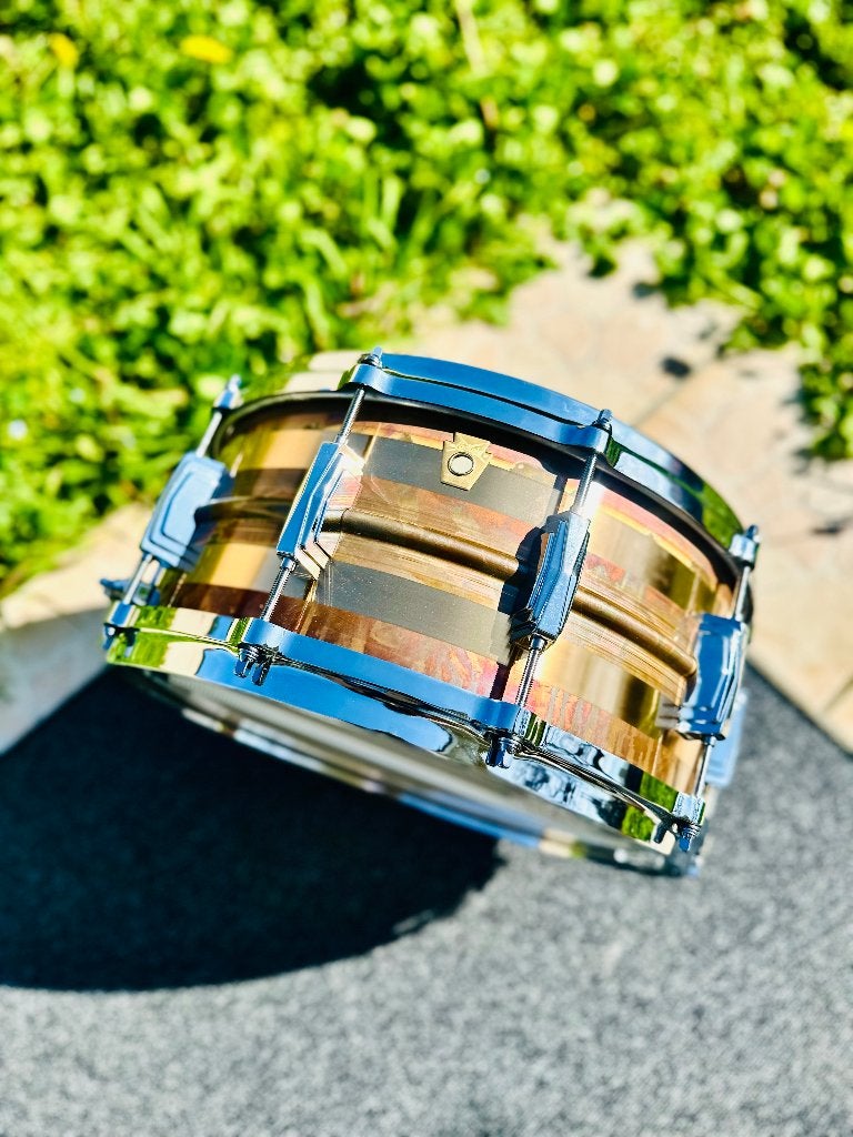 Ludwig raw Striped bronze 14x6,5, Musique & Instruments, Batteries & Percussions, Comme neuf, Ludwig, Enlèvement ou Envoi