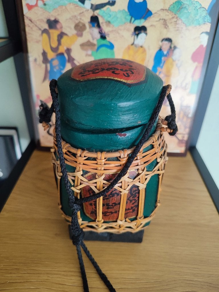 Thailand: traditionele Klong Khao rijstdoos/mandje, Antiek en Kunst, Kunst | Niet-Westerse kunst, Hout, 17 cm, Doos, Ophalen of Verzenden