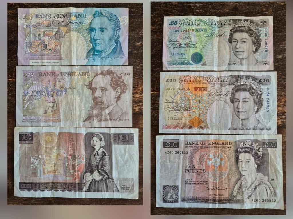 3 x Bankbiljetten Engeland groot-brittannie, Postzegels en Munten, Bankbiljetten | Europa | Niet-Eurobiljetten, Los biljet, Overige landen