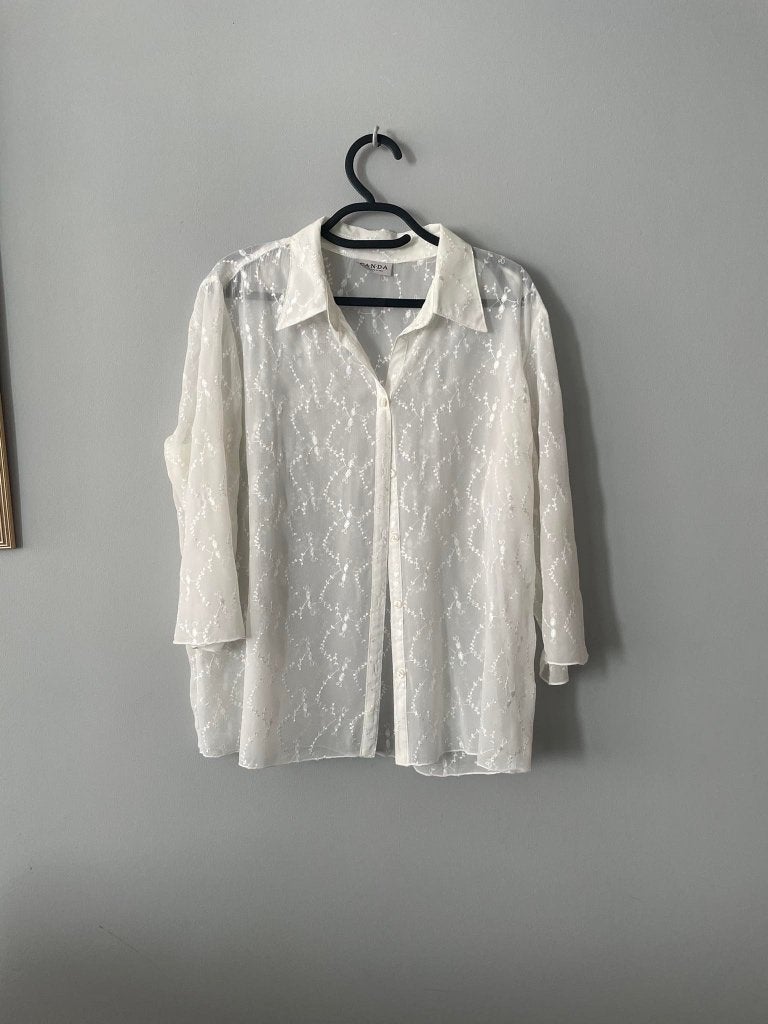 C&A XL transparant wit overhemd met lange mouwen, C&A, Ophalen of Verzenden, Zo goed als nieuw, Wit