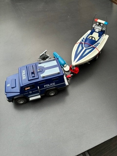 Playmobil politiewagen met speedboot, Enfants & Bébés, Enlèvement ou Envoi, Comme neuf, Kit complet, Autres types