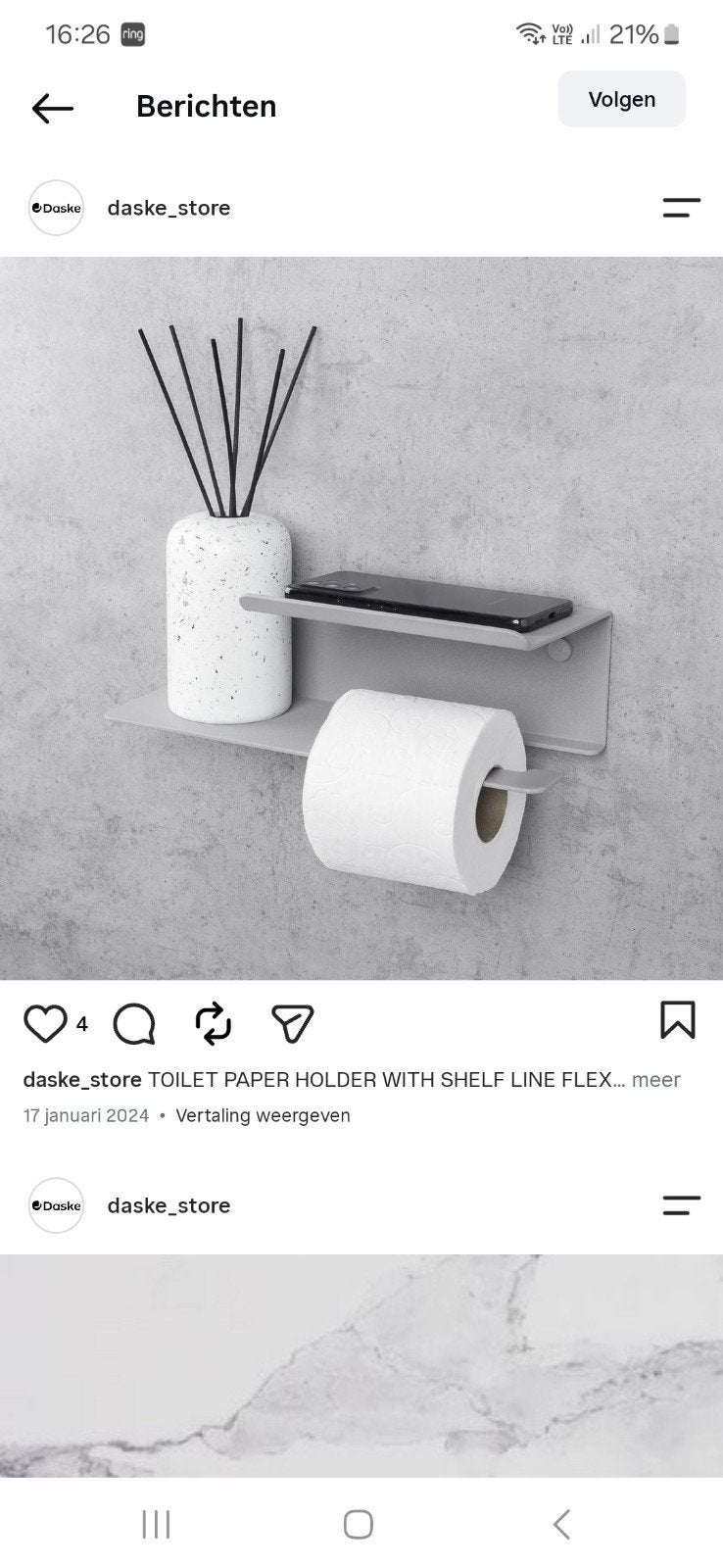 Toiletrolhouder, Ophalen, Wit