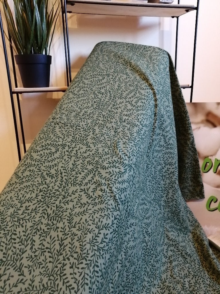 Outlet : Jersey stof bladeren, herfstgroen, Hobby & Loisirs créatifs, Tissus & Chiffons, Neuf, Coton, Vert, 120 cm ou plus