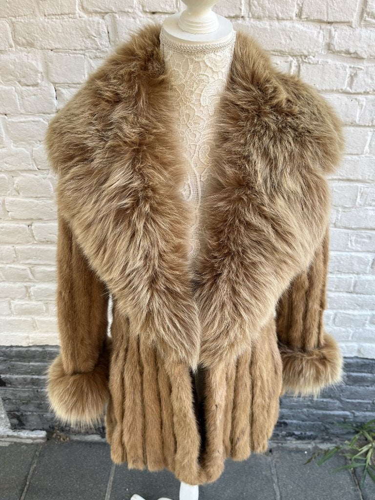 Veste maille/fourrure vintage UNIQUE M, Envoi, Porté, Taille 38/40 (M), Beige