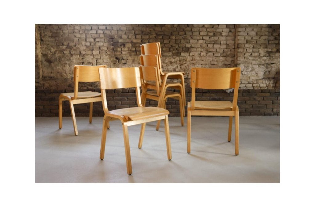Vintage Style Plywood Stapelstoel - Beuken/Hout, Enlèvement