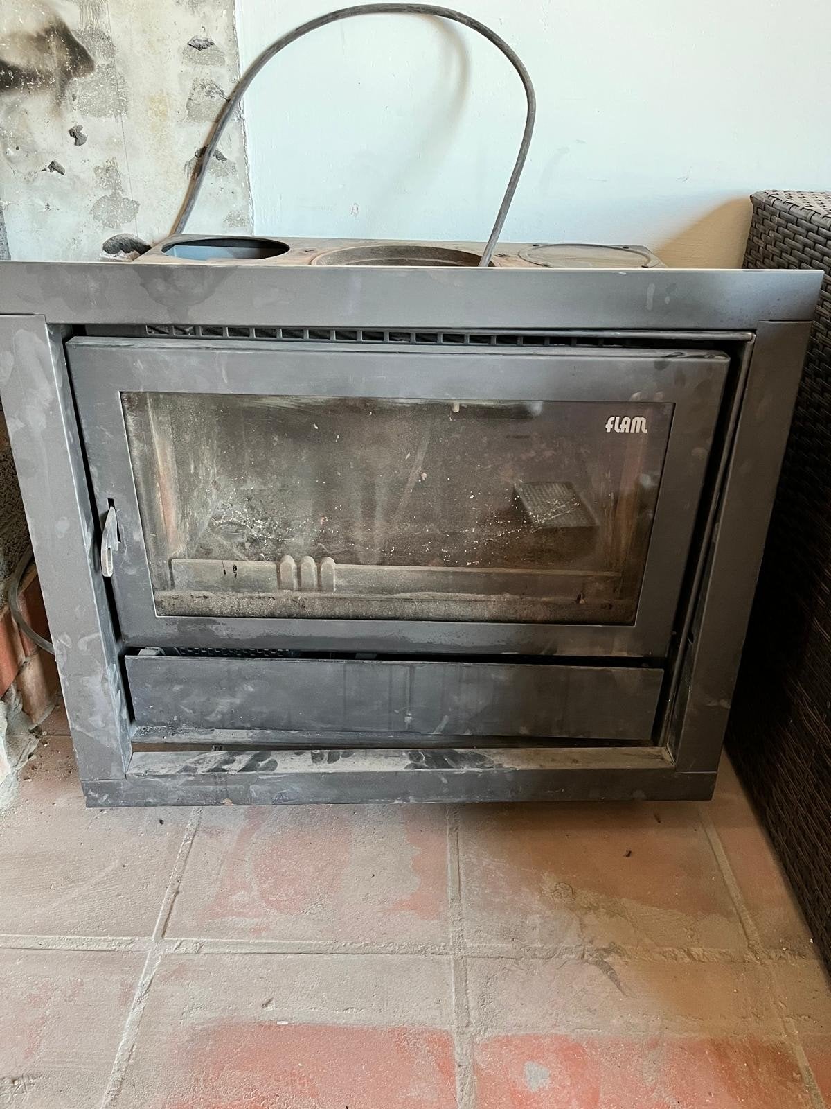 Flam houtkachel, Huis en Inrichting, Haarden, Ophalen, Gebruikt, Inbouwhaard, Houthaard