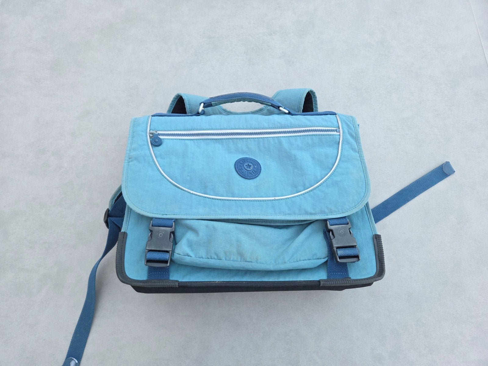 Cartable Kipling Preppy bleu sarcelle + nouvelle housse de p, Enlèvement ou Envoi, 30 à 40 cm, Utilisé, Bleu