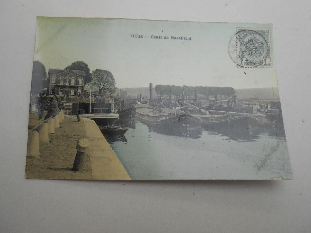ancienne carte postale Liège Canal de Maestricht 1909, Enlèvement ou Envoi, Avant 1920, Affranchie, Liège