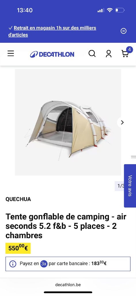 Tente 2chambre, Enlèvement, Comme neuf, Jusqu'à 4