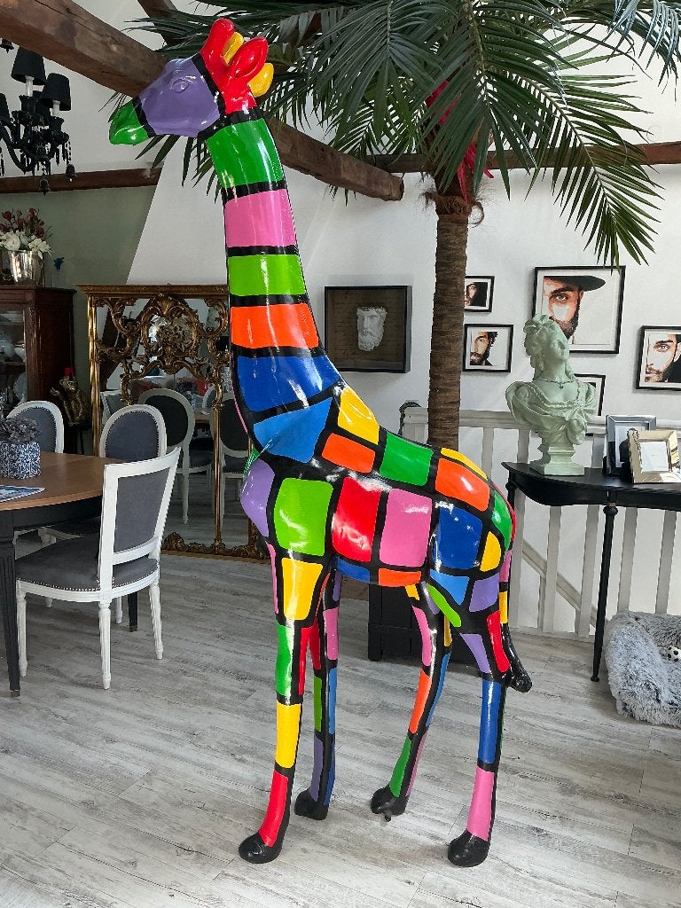 XXL giraffenbeeld van hars, Meerkleurig, Beeld, Ophalen of Verzenden, 206 cm