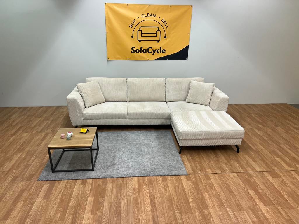 Witte Ribstof zetel / SofaCycle / Levering mogelijk, Ophalen of Verzenden