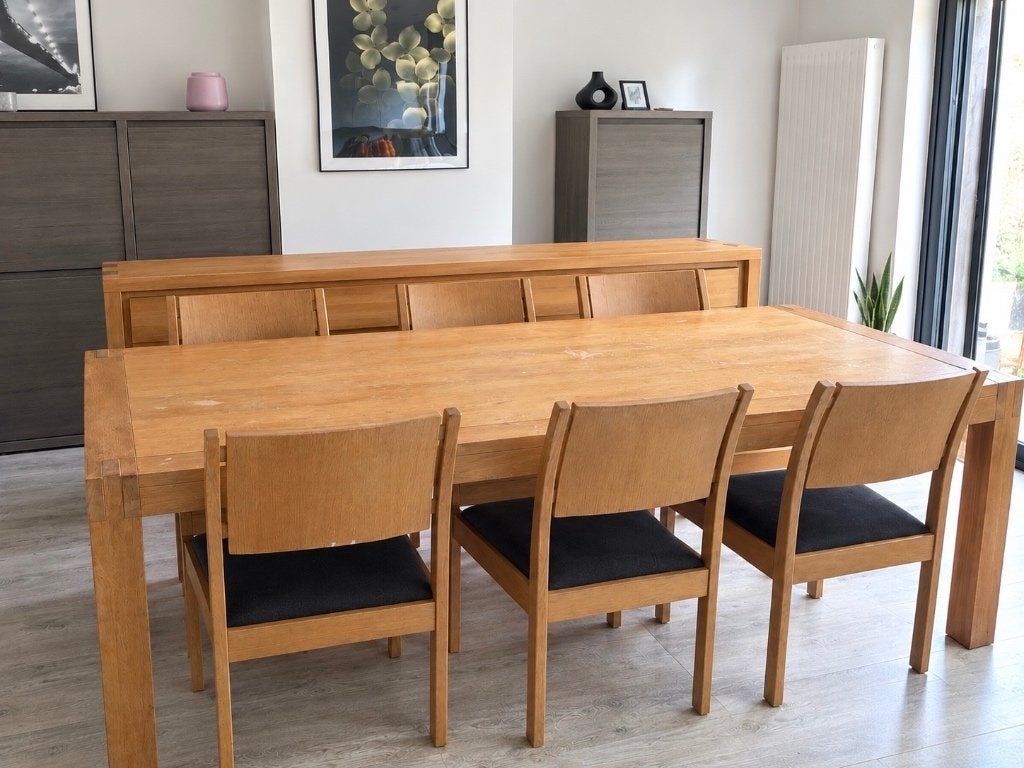 Salle à manger en bois chêne massif, Enlèvement, Utilisé, Classique rustique, 6 à 8 chaises