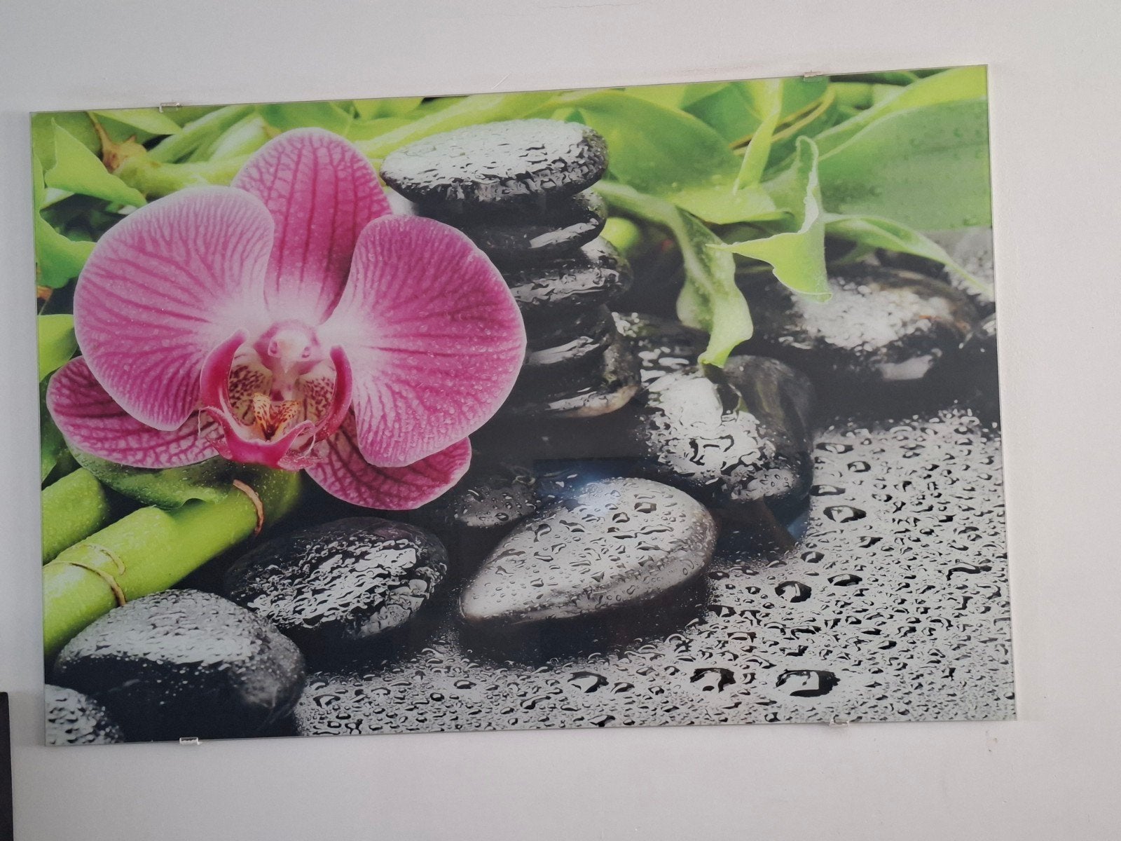 peinture sur verre 120 cm par 80 cm, Antiquités & Art, Enlèvement, Verre, Sous verre, Fleurs