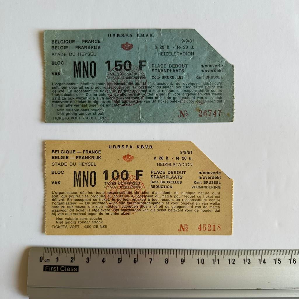 Billets match Belgique - France septembre 1981, Envoi, Utilisé, Autres types