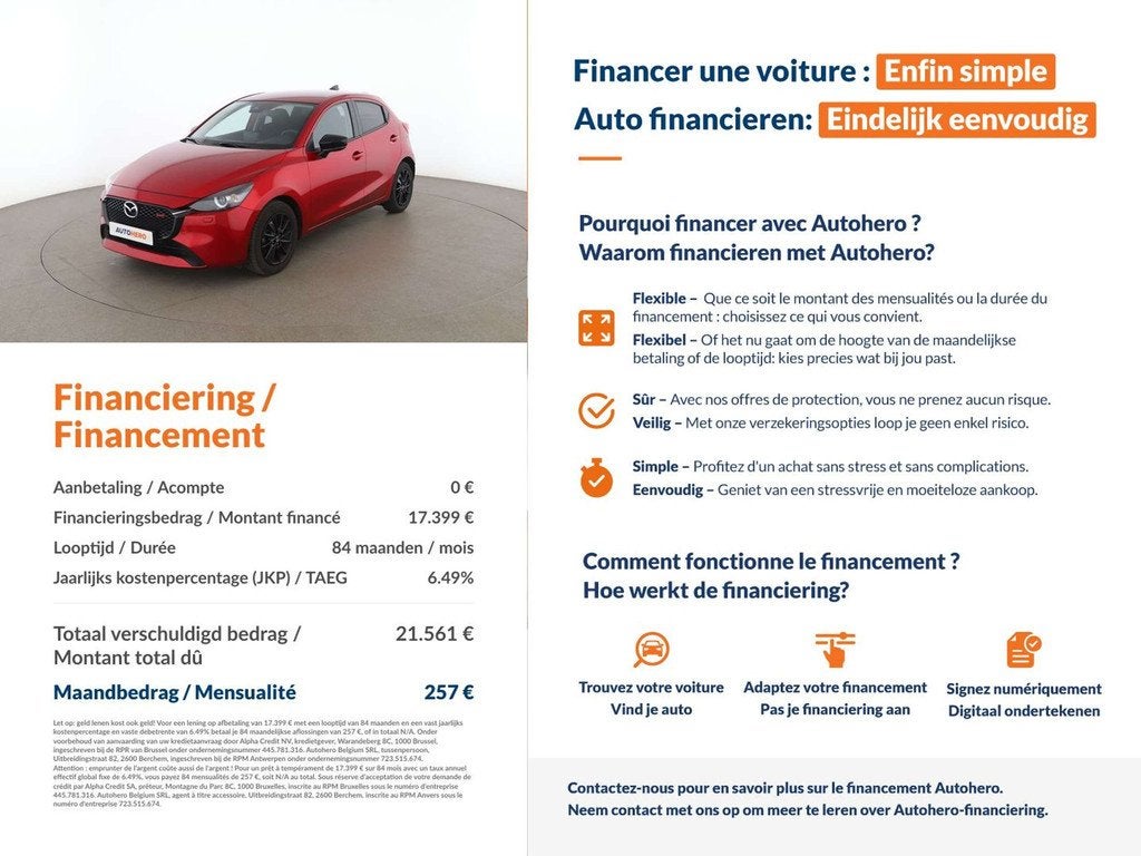 Mazda 2 1.5 Skyactiv-G Mild-Hybrid Homura (bj 2024), Auto's, Mazda, Stof, Gebruikt, Automatische klimaatregeling, 5 zetels