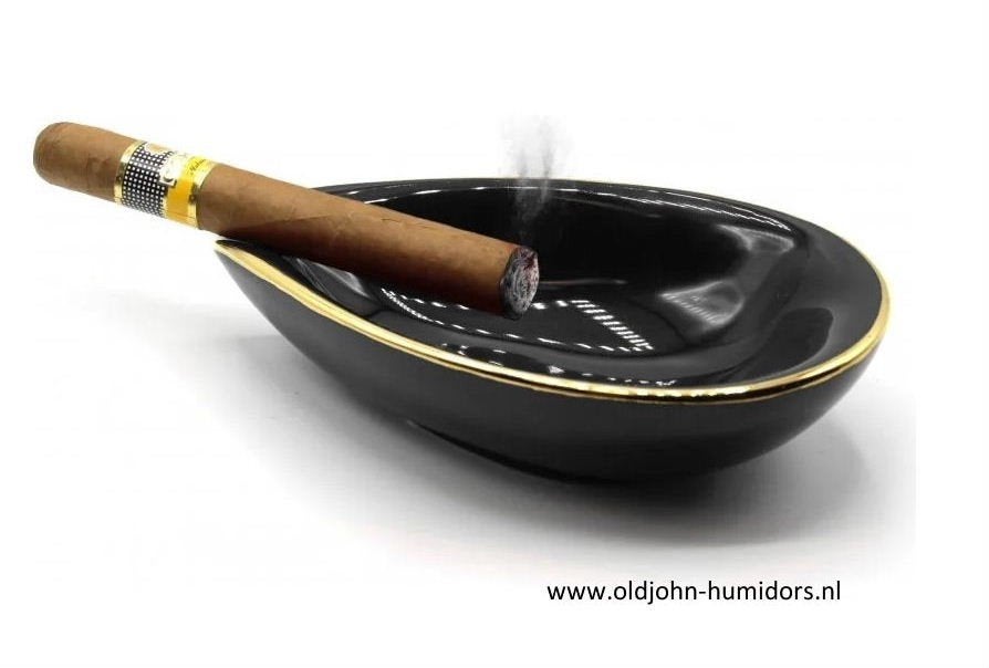 SIGAARASBAK ADORINI PORSELEIN ZWART-GOUD HUGE 18 cm!! sab40, Verzenden, Nieuw, Asbak