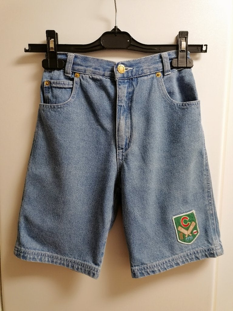 Set (3) : jeansbermuda en 2 T-shirts korte mouw, maat 128, Ophalen of Verzenden, Zo goed als nieuw