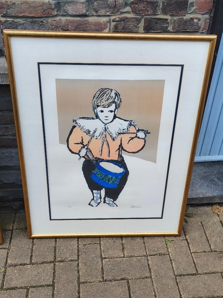 lithographie epreuve d artiste signe jose chapellier, Antiek en Kunst, Kunst | Litho's en Zeefdrukken, Ophalen of Verzenden