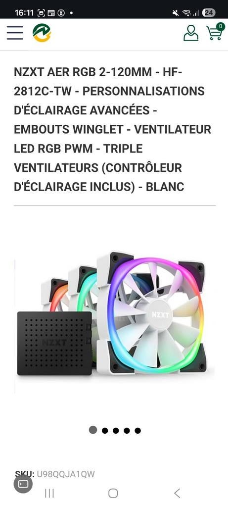 Nzxt ear 120mm argb 4 pièces plus controller, Enlèvement