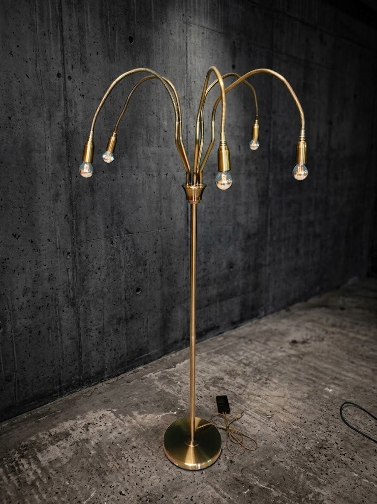 Vintage SMC FX-5 Vloerlamp met 5 Flexibele Armen (Messing), Ophalen