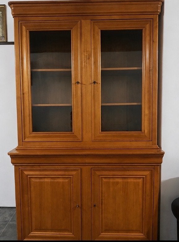 Massief houten  dressoir + vitrinekast, Ophalen, 100 tot 150 cm, 25 tot 50 cm, Overige houtsoorten