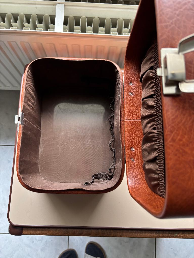 vintage beautycase, Avec miroir(s), Brun, Enlèvement, Utilisé