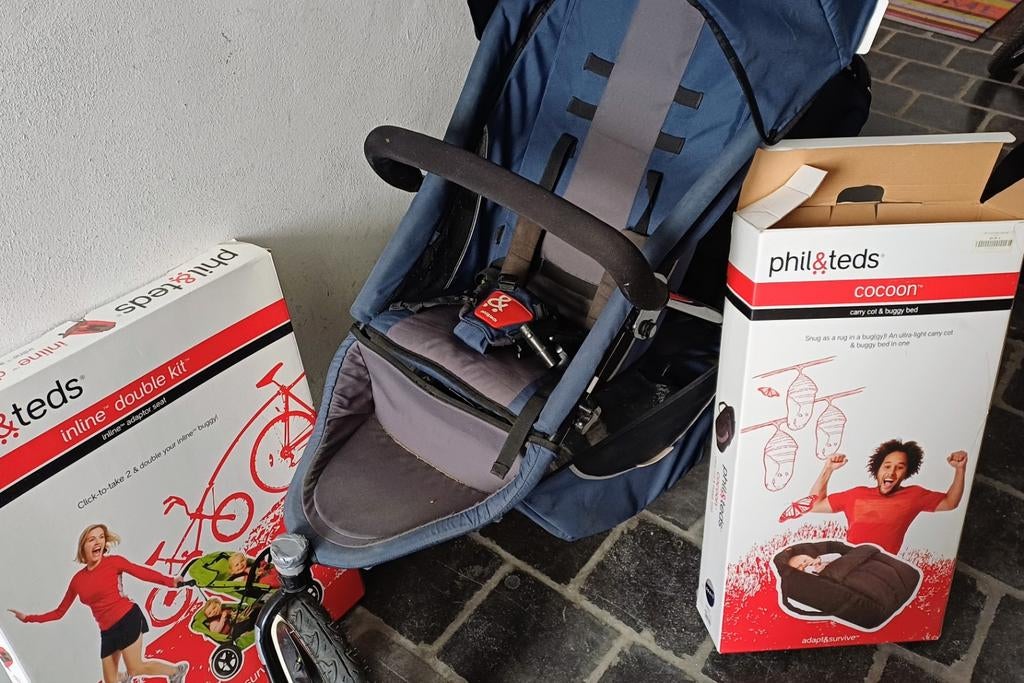 Phil & Teds dubbele buggy met Schwalbe banden, Ophalen