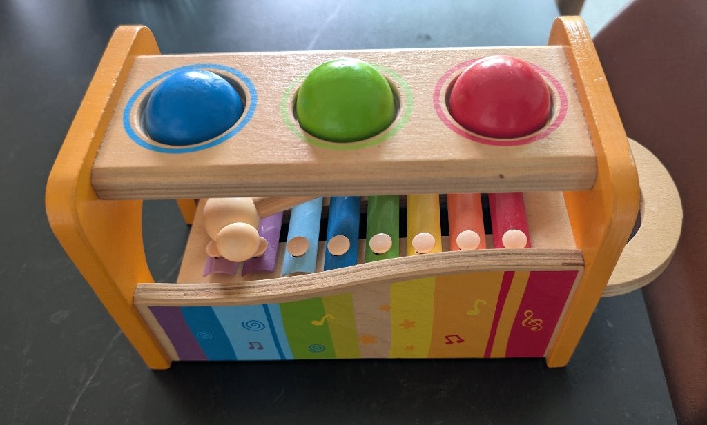 Houten Hamertje Tik met Uitschuifbare Xylofoon (2-in-1), Ophalen, Gebruikt