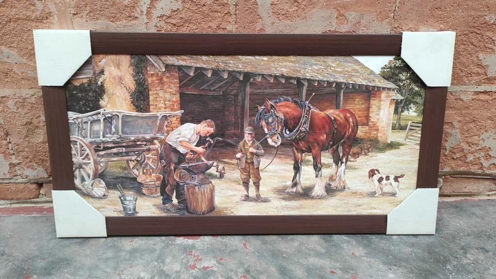 Schilderij met kader hoefsmid met paard, Ophalen