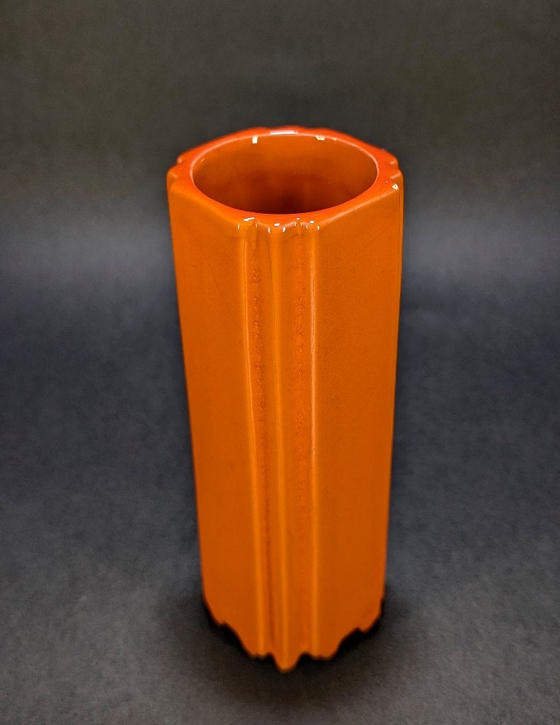 Vintage Italian Vase Soliflore Orange in Ceramic 70's, Envoi