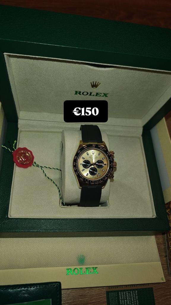 Rolex Daytona Yellow Gold Golden And Black Index Dial Oyster, Handtassen en Accessoires, Horloges | Heren, Ophalen, Rolex