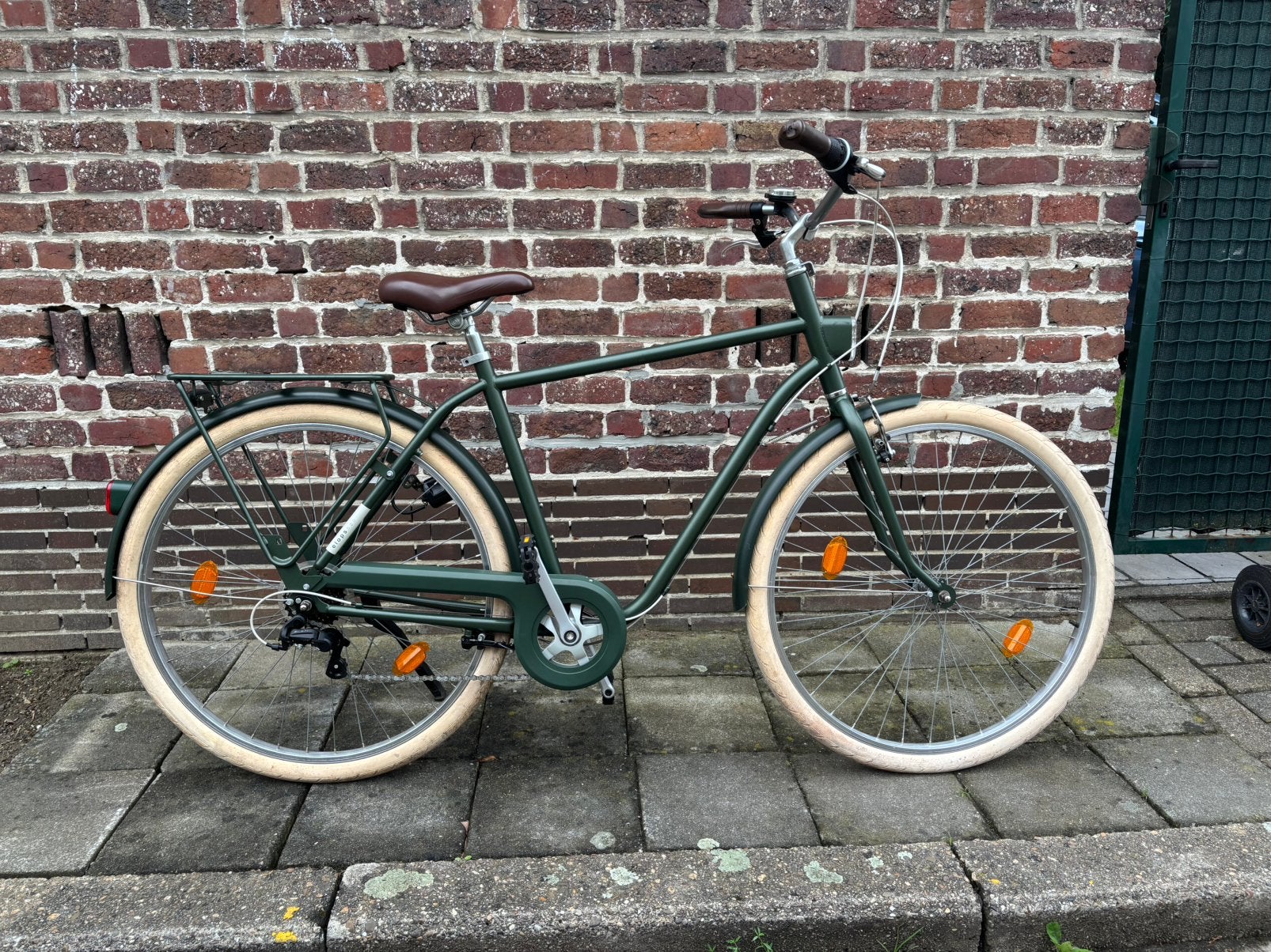 Herenfiets Elops520 Donkergroen, Fietsen en Brommers, Fietsen | Heren | Herenfietsen, Gebruikt, Velgrem, Versnellingen, Ophalen
