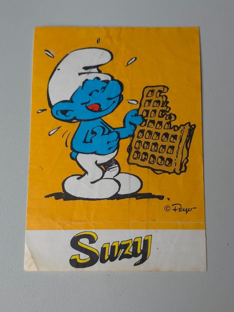 Autocollant Schtroumpf avec gaufre Suzy, Envoi, Comme neuf, Schtroumpf Gourmand, Autres types
