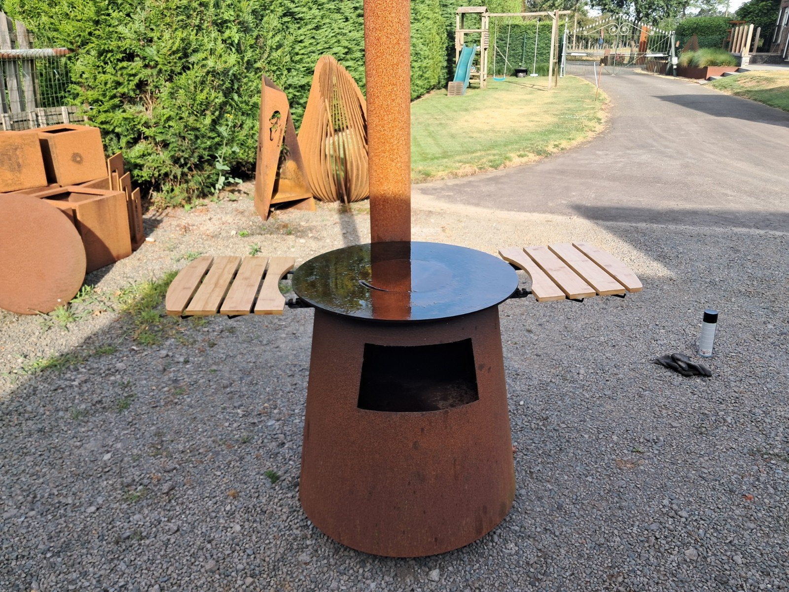 Terras haard met bakplaat en schouw, Tuin en Terras, Ophalen