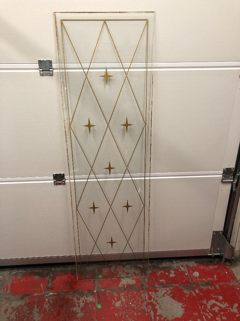 GLASRUIT MET GESLEPEN GOUDKLEURIG MOTIEF, Panneau vitré, 120 à 160 cm, Enlèvement, Utilisé