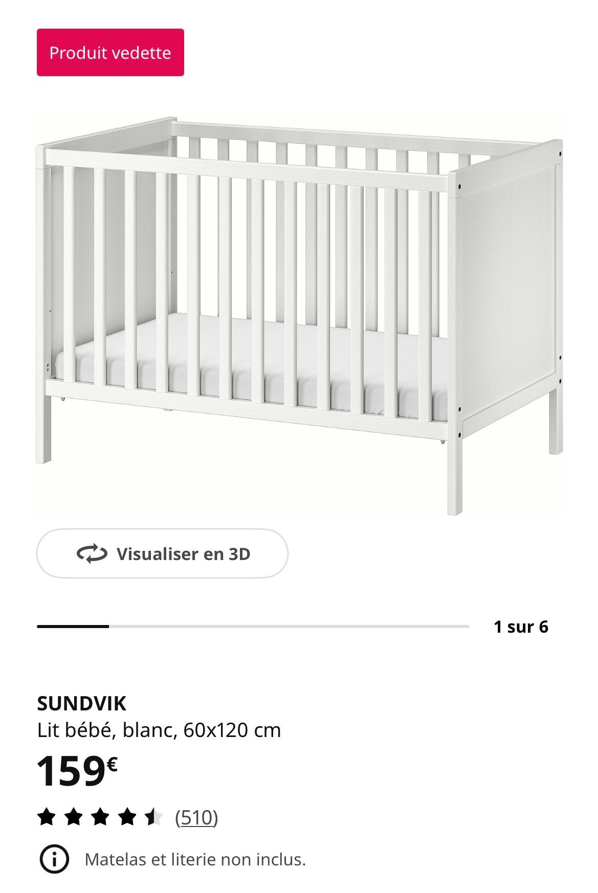 Lit Ikea bebe, Enfants & Bébés, Berceaux & Lits, Utilisé, Lit, Enlèvement