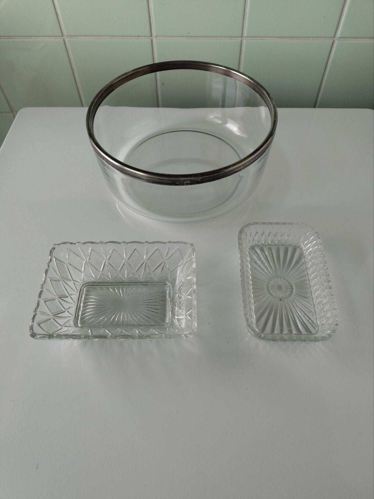 3x Schalen Glas AFHALING LEES BESCHRIJVING, Ophalen, Gebruikt, Schaal, Glas