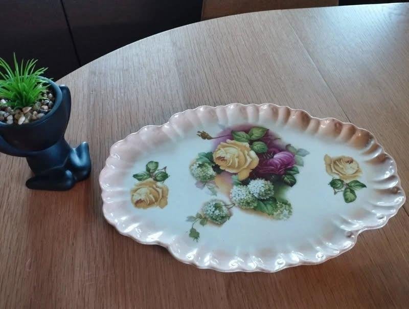 Plateau de service vintage allemand en porcelaine, Enlèvement