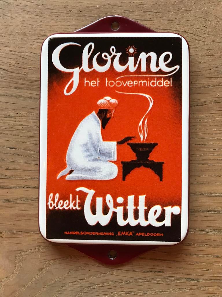 Glorine emaille reclamebord, Ophalen of Verzenden, Zo goed als nieuw, Reclamebord