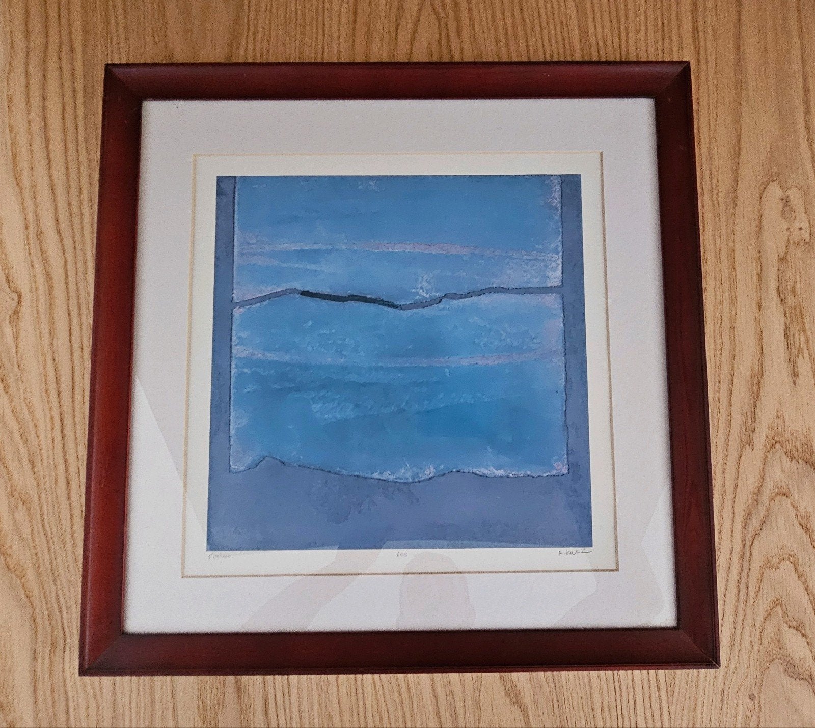 Belle lithographie/offset minimaliste — André Navez (195), Enlèvement, Bleu, Avec passe-partout