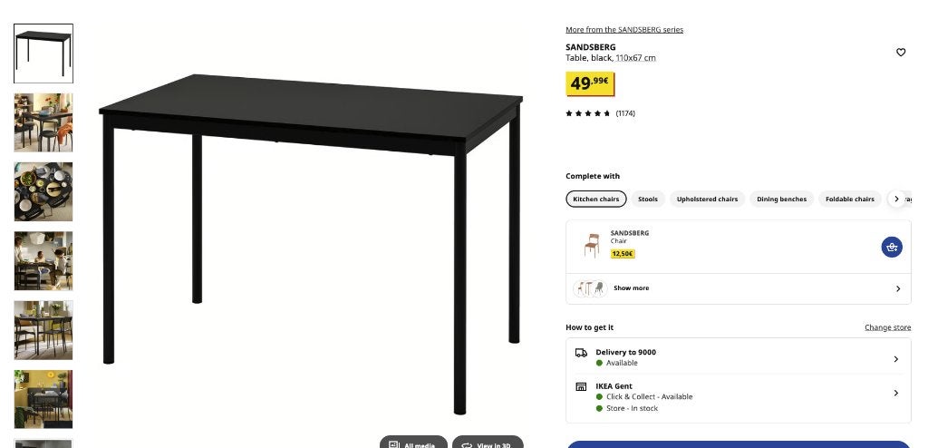 Table de salle à manger IKEA SANDSBERG, Maison & Meubles, Enlèvement