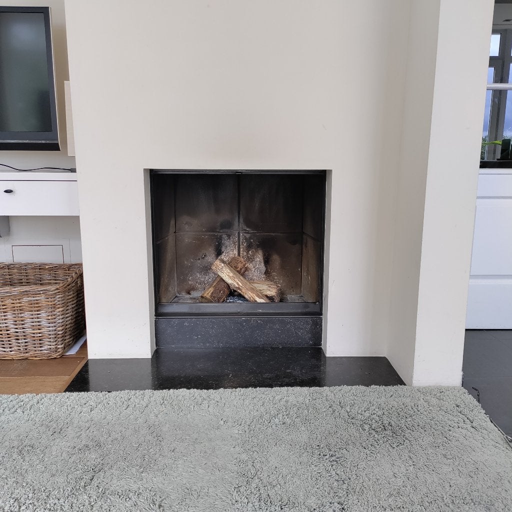 Inbouw openhaard op hout met liftdeur, Maison & Meubles, Cheminées, Enlèvement, Utilisé, Encastré, Cheminée au bois