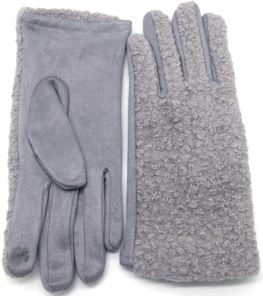 Gants chauds en peluche gris à paillettes, taille unique, Envoi, Neuf, Gants