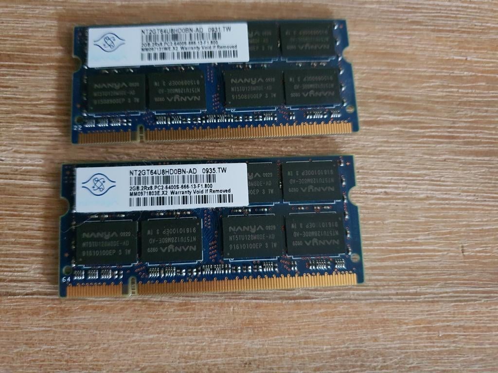 2x 2gb laptop memory, Ophalen, Laptop