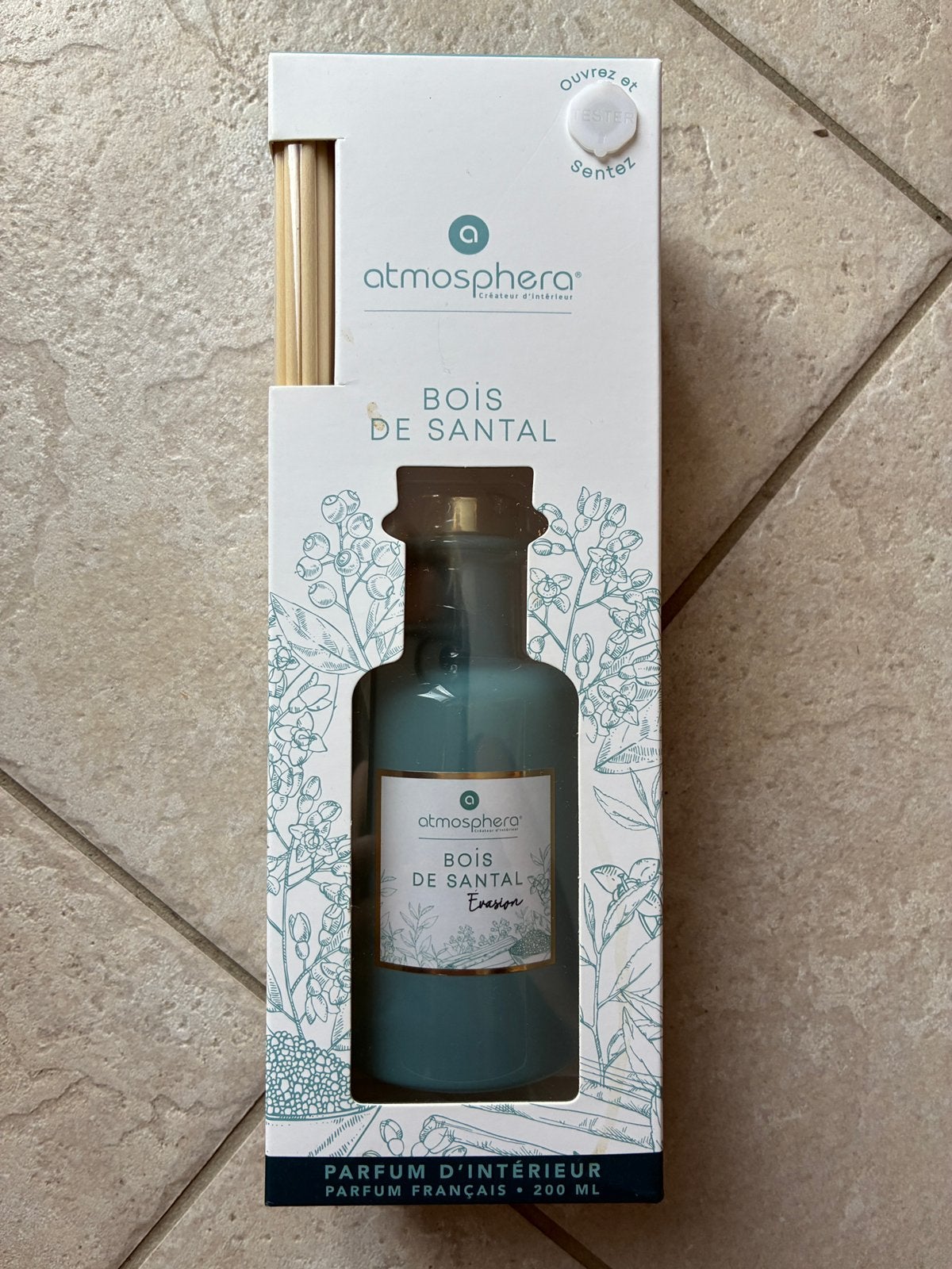 Parfum d’intérieur Atmosphera bois de santal evasion 200 ml, Neuf, Enlèvement ou Envoi, Autres marques, Vert