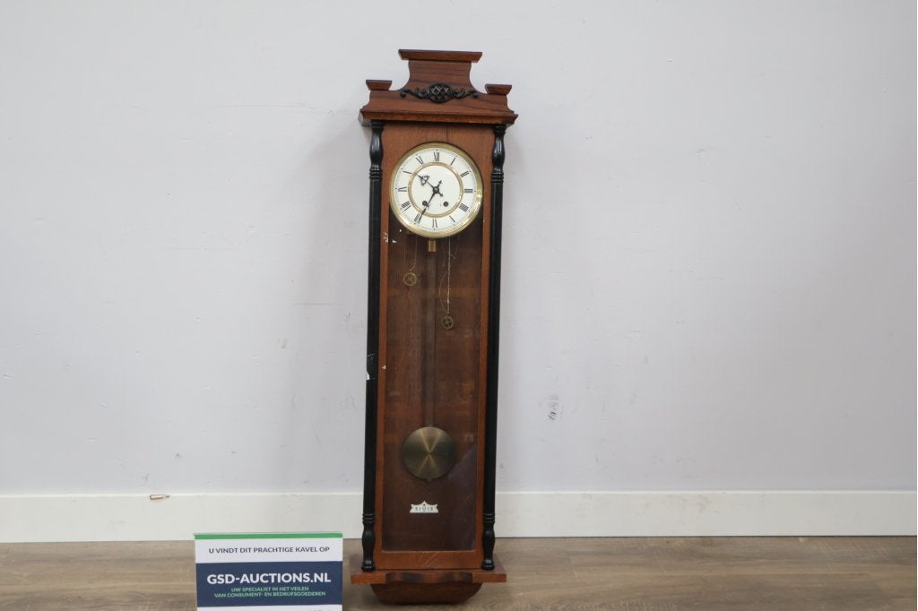 Antieke houten regulator klok, Antiek en Kunst, Antiek | Klokken