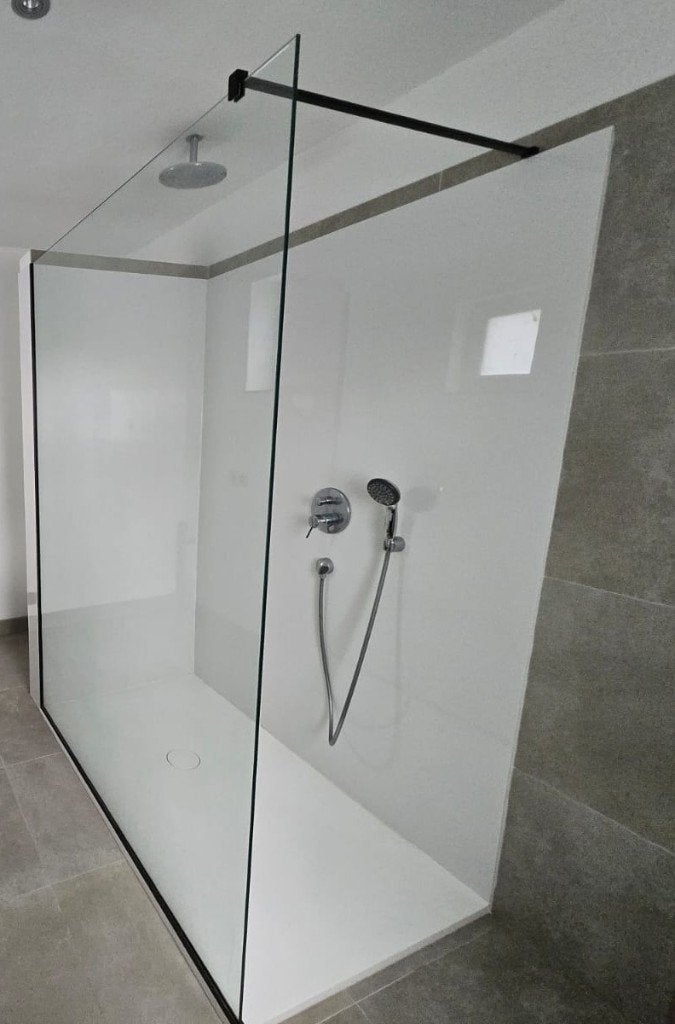 bac receveur douche avec paroi en verre, Enlèvement, Utilisé, Verre, Douche