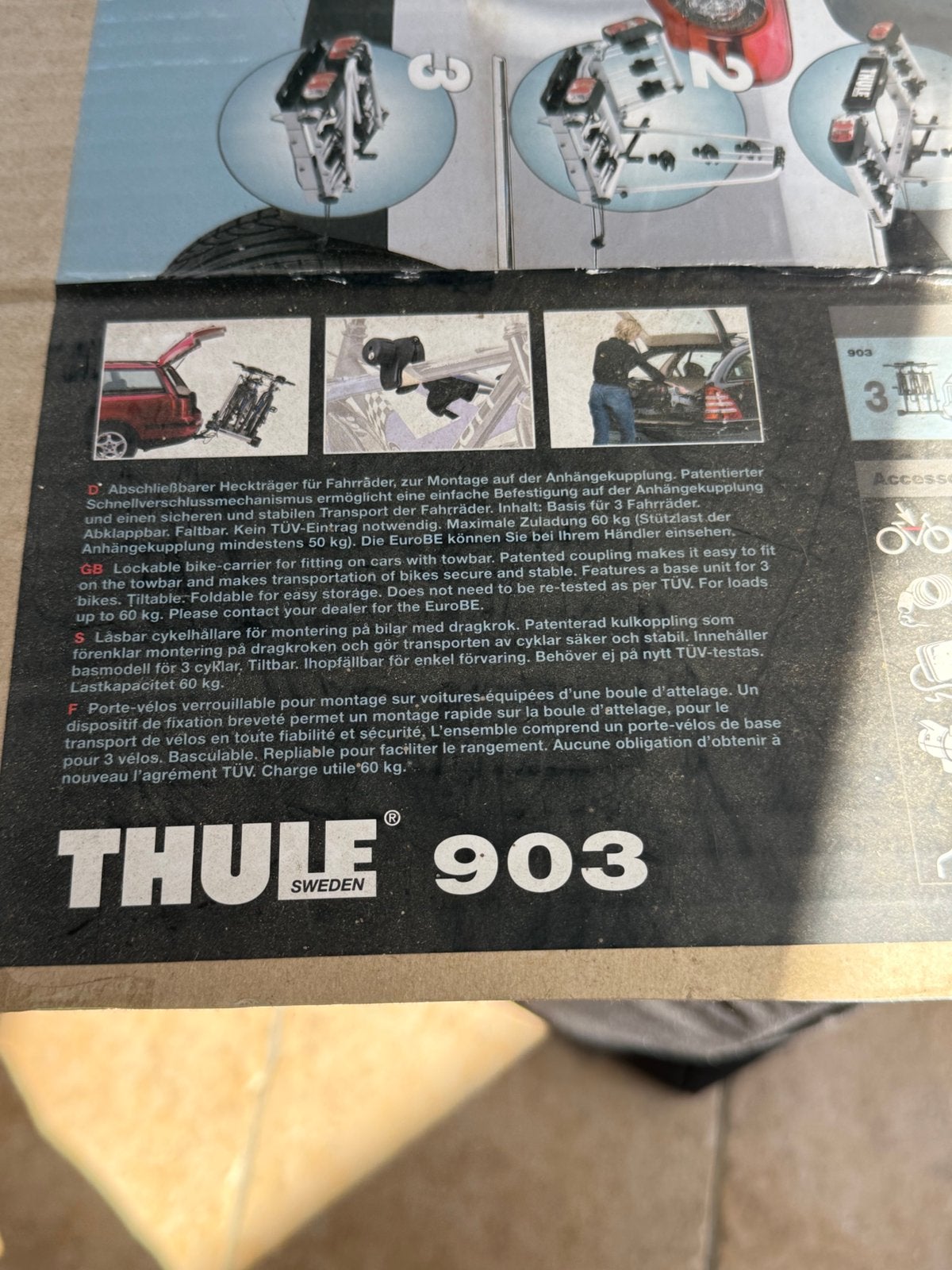 Porte Vélos THULE Euro Classic Pro 903, Autos : Divers, Porte-vélos, Support d'attelage, 3 vélos ou plus, Comme neuf, Enlèvement